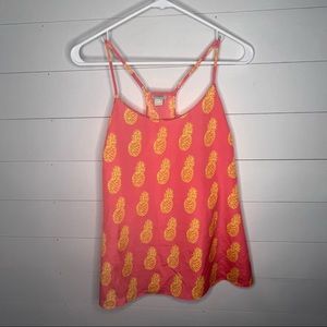J crew pineapple tank blouse bright pink yellow Womens 4
